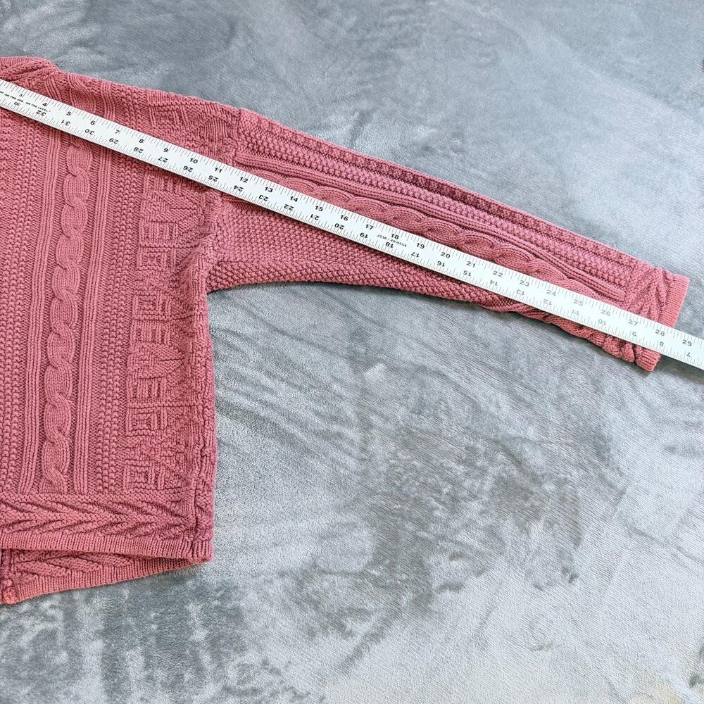 LL Bean Vintage Made in USA Purple Cable Knit Cotton Cardigan Sweater Womens S - Picture 7 of 10